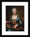 Portrait of a lady playing a hurdy-gurdy by Donat (attr. to) Nonotte