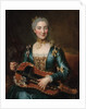 Portrait of a lady playing a hurdy-gurdy by Donat (attr. to) Nonotte