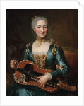 Portrait of a lady playing a hurdy-gurdy by Donat (attr. to) Nonotte