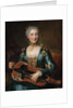 Portrait of a lady playing a hurdy-gurdy by Donat (attr. to) Nonotte