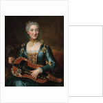 Portrait of a lady playing a hurdy-gurdy by Donat (attr. to) Nonotte
