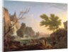 Fisherman in a landscape with a cascade and a bridge by Claude Joseph Vernet