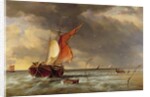 A Dutch Galliot aground on a sandbank on the Bies Bosch, Holland, 1878 by Edward William Cooke