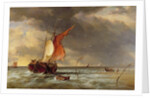 A Dutch Galliot aground on a sandbank on the Bies Bosch, Holland, 1878 by Edward William Cooke