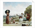Seascape, Figures on the Beach, c.1870 by V. Chavigny
