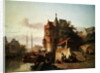 Dutch Scene: Fortified Buildings on the Banks of a Canal by Cornelius Springer
