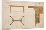 Design for a dining table in English oak, darkened, with a hayrake stretcher, 2nd October 1908 by Ernest William Gimson