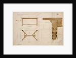 Design for a dining table in English oak, darkened, with a hayrake stretcher, 2nd October 1908 by Ernest William Gimson