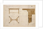 Design for a dining table in English oak, darkened, with a hayrake stretcher, 2nd October 1908 by Ernest William Gimson