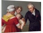 Baron Jean Louis Alibert performing the vaccination against smallpox in the Chateau of Liancourt, c. 1820 by Constant Joseph Desbordes