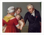 Baron Jean Louis Alibert performing the vaccination against smallpox in the Chateau of Liancourt, c. 1820 by Constant Joseph Desbordes