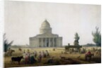 View of the Pantheon in Paris with a carriage bearing a statue of Jean-Jacques Rousseau, c.1792 by Jean-Baptiste Hilair