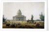 View of the Pantheon in Paris with a carriage bearing a statue of Jean-Jacques Rousseau, c.1792 by Jean-Baptiste Hilair