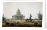 View of the Pantheon in Paris with a carriage bearing a statue of Jean-Jacques Rousseau, c.1792 by Jean-Baptiste Hilair