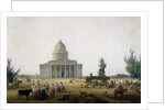 View of the Pantheon in Paris with a carriage bearing a statue of Jean-Jacques Rousseau, c.1792 by Jean-Baptiste Hilair