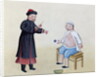 An Acupuncturist with his patient, c.1785 by School Chinese
