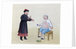 An Acupuncturist with his patient, c.1785 by School Chinese