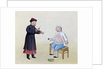 An Acupuncturist with his patient, c.1785 by School Chinese