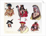 Portraits of Six American Indians from the Sioux, Renard, Pawnee, Creek, Otto and Chippewa Tribes, 1861 by Baron Dudevant Jean Francois Maurice Sand