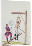 Punishment with a knout while being suspended from a rope by French School