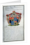 Coat of arms of Prince Grigory Alexandrovich Potemkin from the first book of a twenty volume heraldic collection, 1798 by Russian School