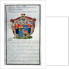 Coat of arms of Prince Grigory Alexandrovich Potemkin from the first book of a twenty volume heraldic collection, 1798 by Russian School