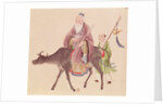 Lao-Tzu on his buffalo, followed by a disciple by School Chinese