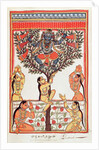 Krishna stealing the clothes of the Gopi swimming in the River Yamuna by Indian School