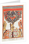 Krishna stealing the clothes of the Gopi swimming in the River Yamuna by Indian School