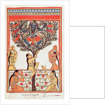 Krishna stealing the clothes of the Gopi swimming in the River Yamuna by Indian School