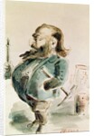 Caricature of Gustave Courbet holding the Colonne de Vendome by Dupendant Dupendant