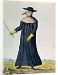 Costume designed to protect doctors from the plague, 1720 by French School