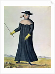 Costume designed to protect doctors from the plague, 1720 by French School