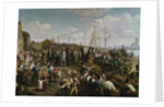 Laying the telegraph cable between Cologne and Berlin at the end of the 19th century by German School