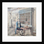 Gentleman reading in his library by French School