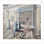 Gentleman reading in his library by French School