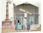 Cross-section of Watt's steam engine by French School