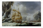 The Ship of Jules Dumont d'Urville Stuck in an Ice Floe in Antarctica by Ambroise-Louis Garneray
