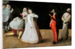 The Compagnia dei Comici Gelosi with Isabella Andreini depicted giving a performance in Paris by Hieronymus Francken
