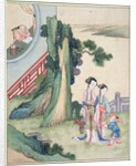 A man writing and his family by the side of a river by School Chinese