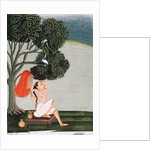 Indian lady at her toilet dressing her hair by Indian School