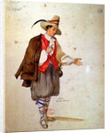 Costume design for the role of Pierrot in an 1847 production of 'Don Juan' by Moliere at the Comedie Francaise by Achille Deveria