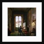 The painter Giuseppe Canella at work on a canvas in his studio, c.1830 by Carlo Canella