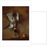 A mallard duck hanging on a wall with a Seville orange, 1720-30 by Jean-Baptiste Simeon Chardin