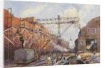 Polson Iron Work Yard, Ship War Hydra on Stocks, 1918 by Robert Ford Gagen