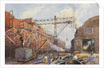 Polson Iron Work Yard, Ship War Hydra on Stocks, 1918 by Robert Ford Gagen