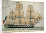 L'Inflexible Vaisseau de v. Rang de 90 Canons c.1835 by French School