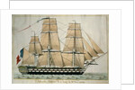 L'Inflexible Vaisseau de v. Rang de 90 Canons c.1835 by French School