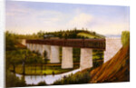 View of a covered bridge and railroad, c.1870 by American School