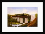 View of a covered bridge and railroad, c.1870 by American School
